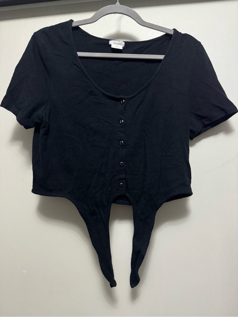 UO Cooperative Black Button Down Crop Top Size L